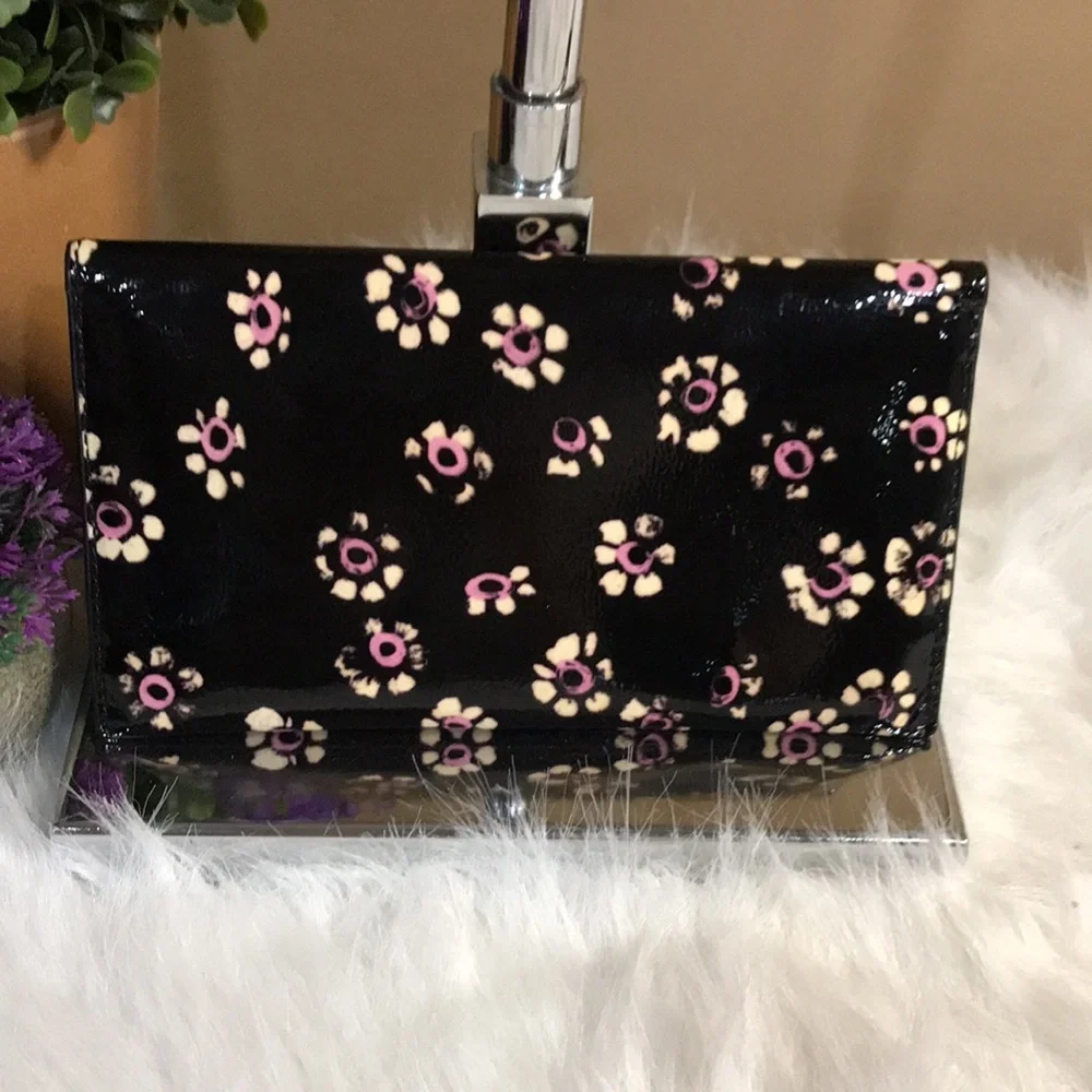 Tory Burch Patent Leather Flower Printed Wallet